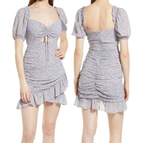 Floret Studio dress print cutout minidress floral lilac X-Large XL - Picture 1 of 5